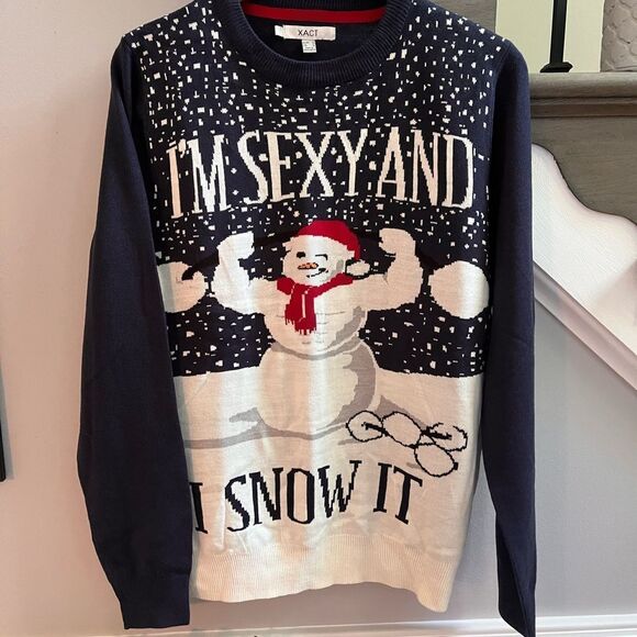 XACT I’m Sexy and I Snow It Snowman Christmas Ugly Sweater sz M NWOT - Picture 1 of 6